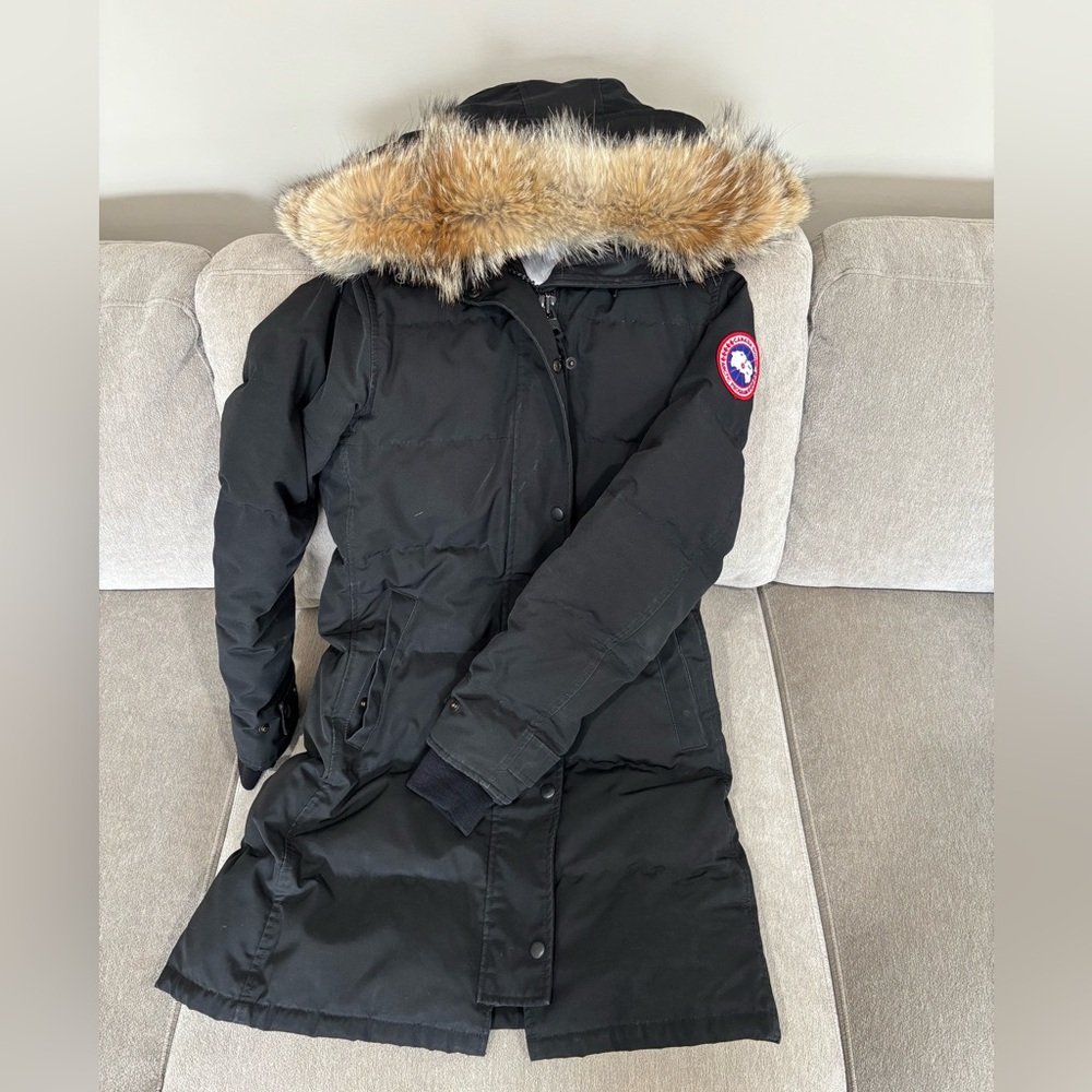 Canada Goose Black Puffer Coat with Fur Hood